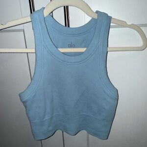 ALO Yoga Seamless Delight High Neck Bra in Blue Skies